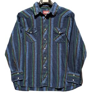 Vintage Wrangler Western Shirt Mens 2XL Big Man Stripe Boxy Pearl Snap